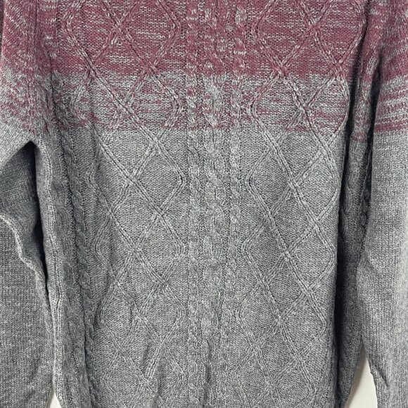Burnside Sweater Size M Gray Long Sleeve Crew Neck Cable Knit Acrylic - Picture 3 of 9